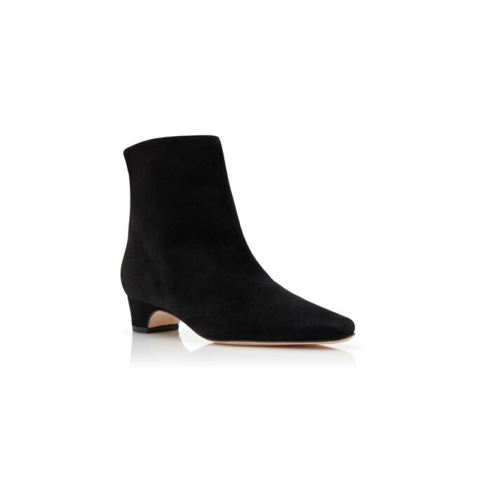 TOLARC Black Suede Block Heel Ankle Boots