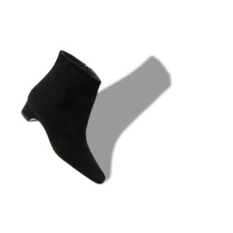 TOLARC Black Suede Block Heel Ankle Boots