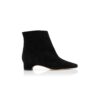 TOLARC Black Suede Block Heel Ankle Boots
