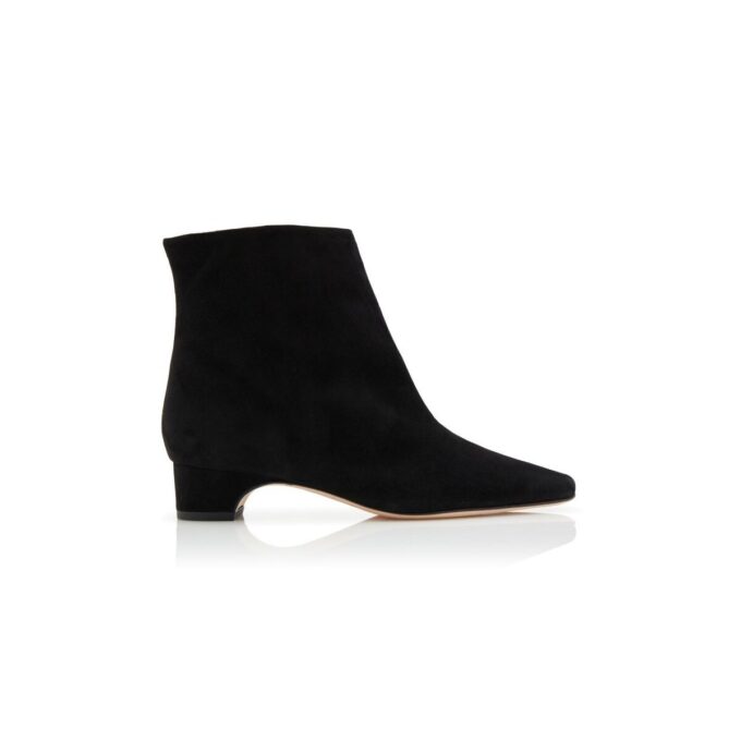 TOLARC Black Suede Block Heel Ankle Boots