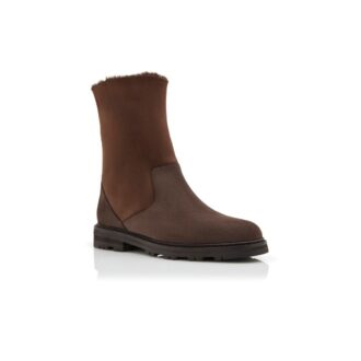 TOMOSO Dark Brown Suede Mid Calf Boots