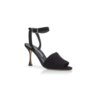 TRIANANU Black Suede Ankle Strap Sandals