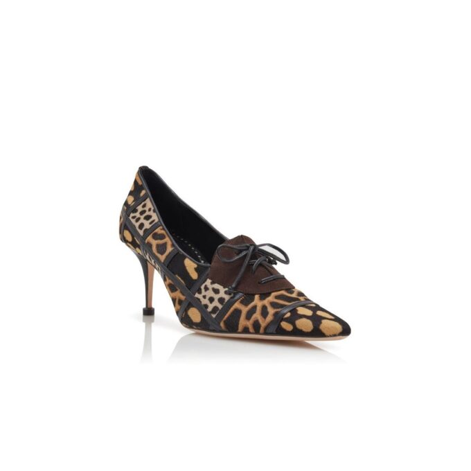 TROFEA Animal Print Calf Hair Lace-Up Pumps