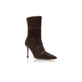 TRULONAPLA Dark Brown Suede Crossover Detail Ankle Boots