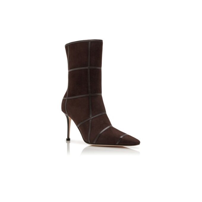 TRULONAPLA Dark Brown Suede Crossover Detail Ankle Boots