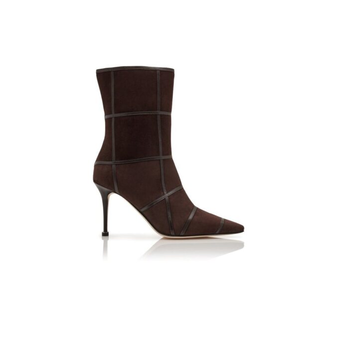 TRULONAPLA Dark Brown Suede Crossover Detail Ankle Boots