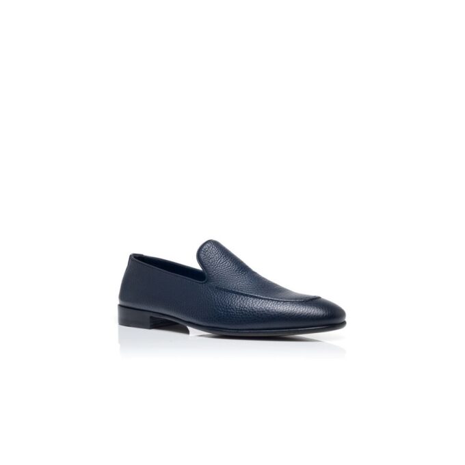 TRURO Navy Blue Calf Leather Loafers
