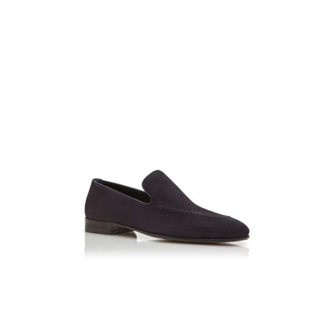 TRURO Navy Blue Suede Loafers