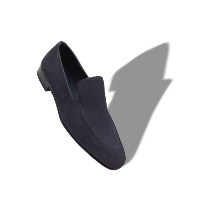 TRURO Navy Blue Suede Loafers