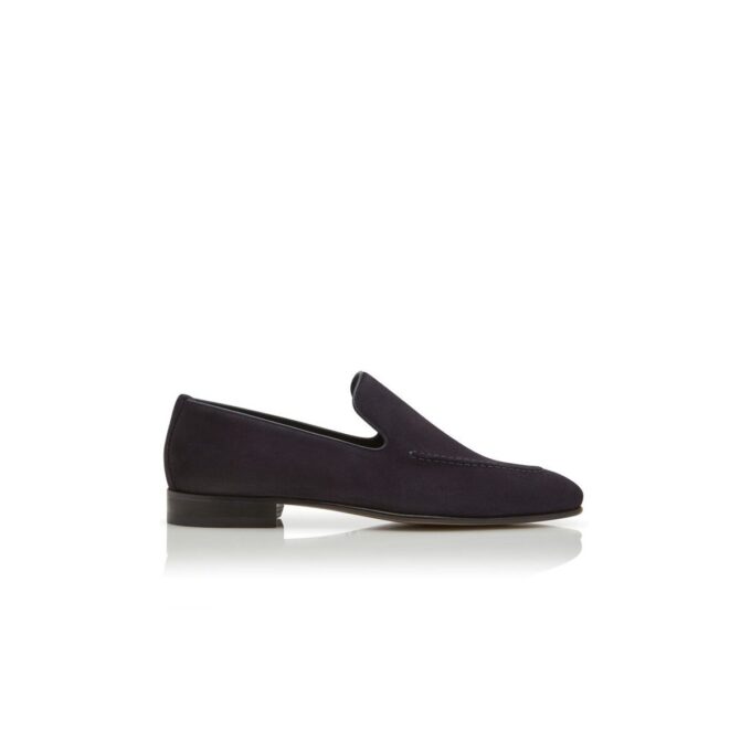 TRURO Navy Blue Suede Loafers