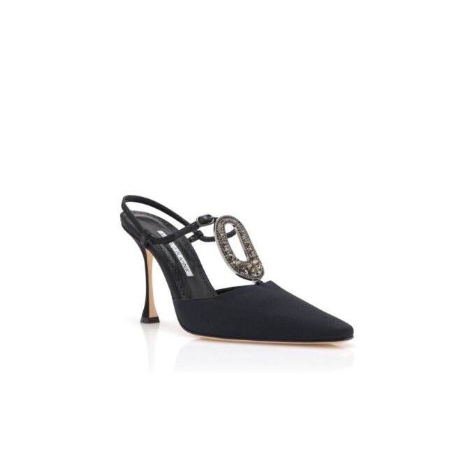TRUTA Black Grosgrain Jewel Embellished T-Bar Pumps