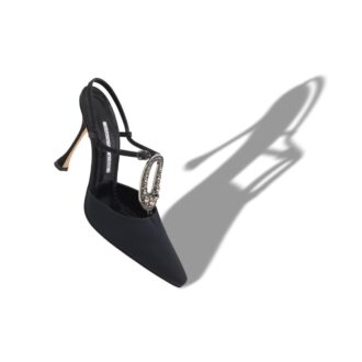 TRUTA Black Grosgrain Jewel Embellished T-Bar Pumps