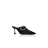 TULA Black Satin Jewel Embellished Buckle Mules