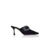 TULA Black Satin Jewel Embellished Buckle Mules