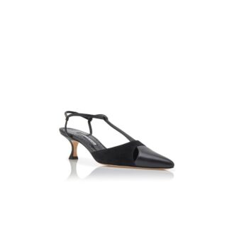 TURGIMOD Black Nappa Leather T-Bar Pumps