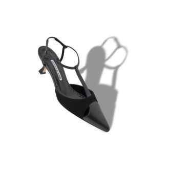 TURGIMOD Black Nappa Leather T-Bar Pumps