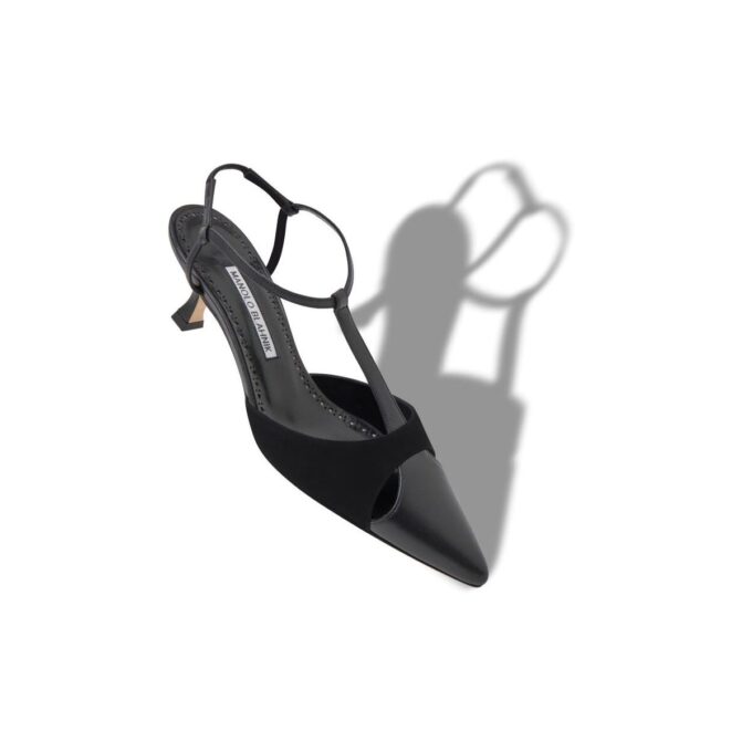 TURGIMOD Black Nappa Leather T-Bar Pumps