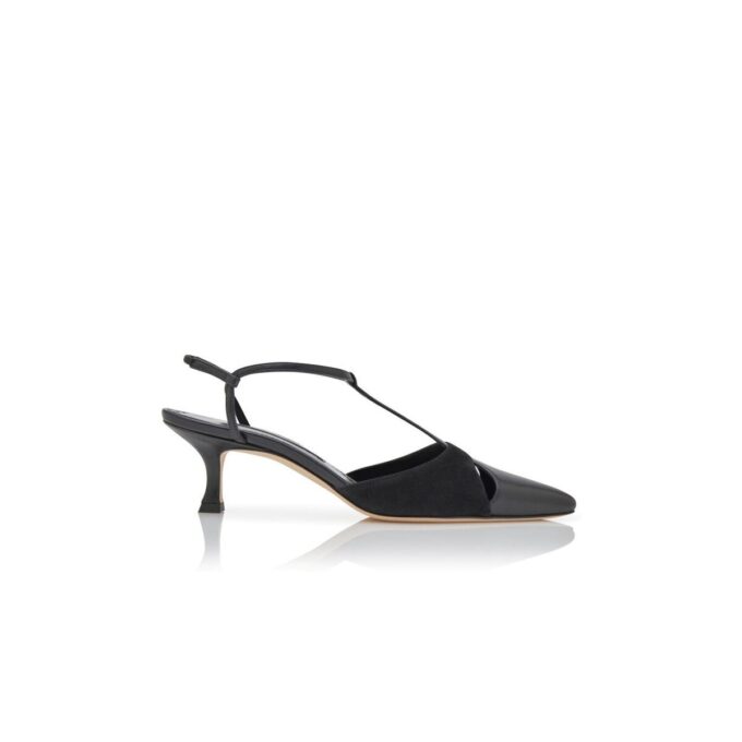 TURGIMOD Black Nappa Leather T-Bar Pumps