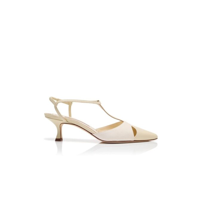 TURGIMOD Light Cream Nappa Leather T-Bar Pumps