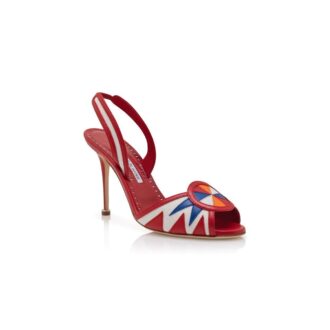 UCIA Red, White and Blue Nappa Leather Slingback Sandals