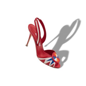 UCIA Red, White and Blue Nappa Leather Slingback Sandals