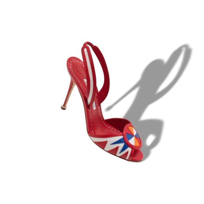 UCIA Red, White and Blue Nappa Leather Slingback Sandals