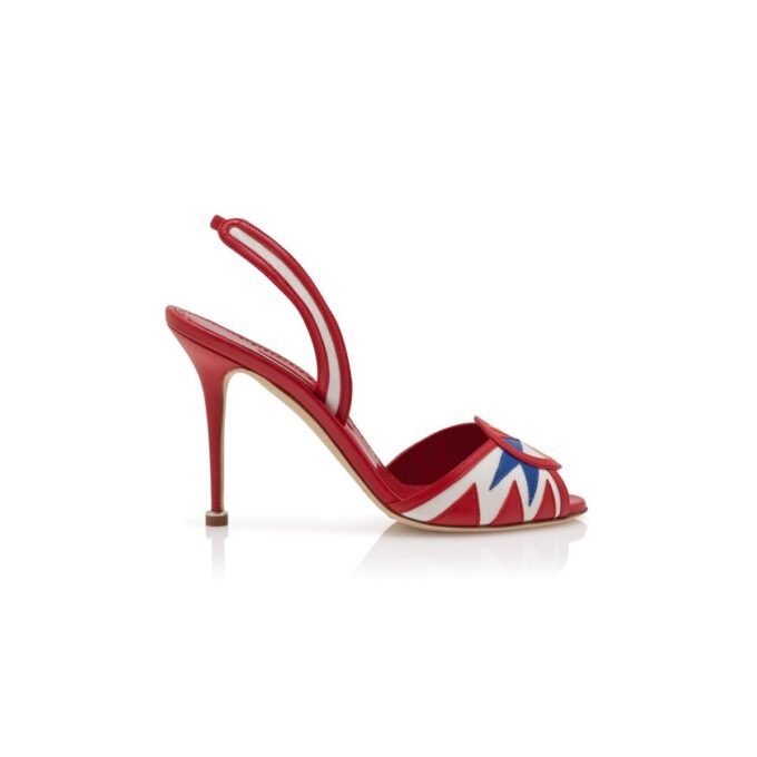 UCIA Red, White and Blue Nappa Leather Slingback Sandals