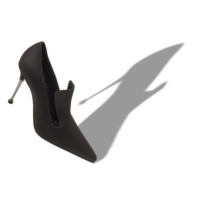 VALMONT Black Satin Instep Detail Pumps