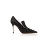 VALMONT Black Satin Instep Detail Pumps