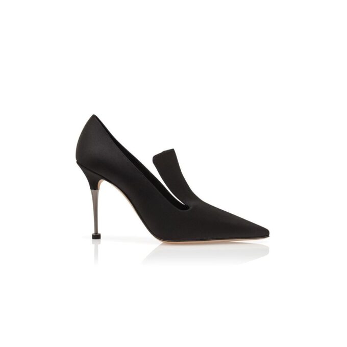 VALMONT Black Satin Instep Detail Pumps