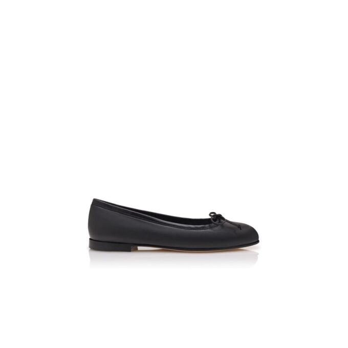VERALLI Black Nappa Leather Ballerina Flats