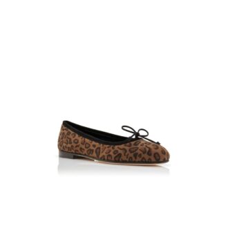VERALLI Brown Suede Animal Print Ballerina Flats
