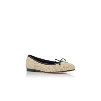 VERALLI Light Beige and Black Rafia Ballerina Flats