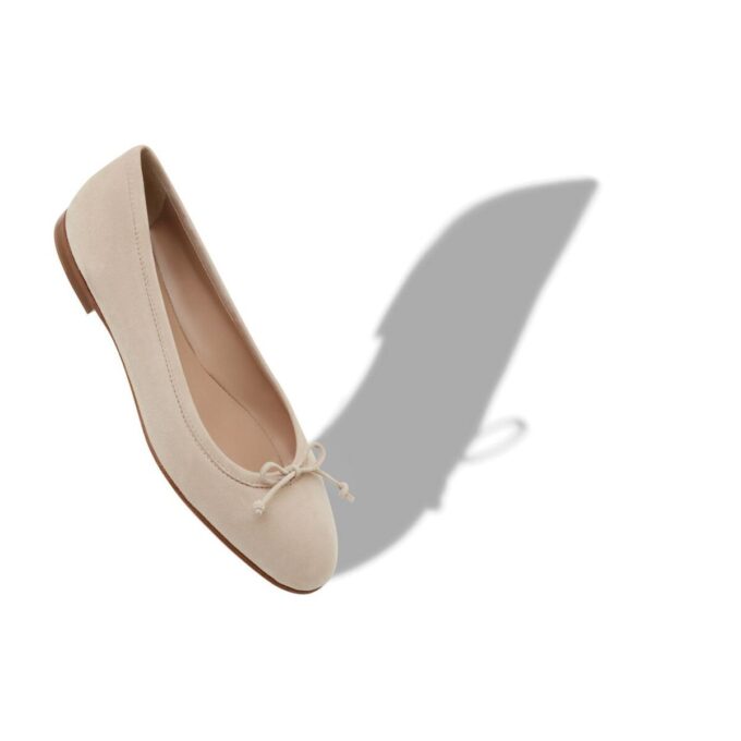 VERALLI Light Beige Suede Ballerina Flats