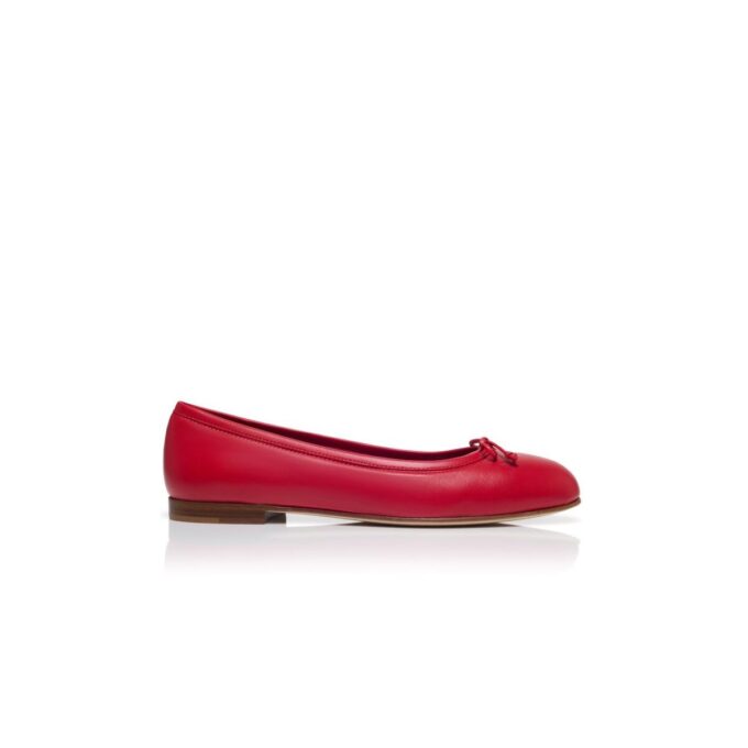 VERALLI Red Nappa Leather Ballerina Flats