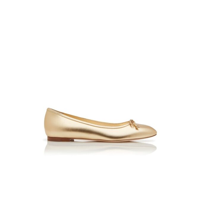 VERALLIM Gold Nappa Leather Ballerina Flats