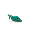 VIERAMUL Green Satin Pleated Detail Mules