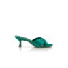 VIERAMUL Green Satin Pleated Detail Mules