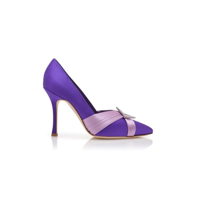 VIERAPUMP Purple Satin Pleated Detail Pumps