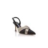 VIERASLI Black Satin Pleated Detail Slingback Pumps