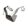 YAKE Graphite Nappa Leather Jewel Embellished Ankle Strap Pumps