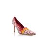 YQUEM Red and White Linen Polka Dot Pumps